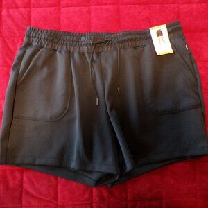 MONDETTA Ladies' Soft Ribbed Active Shorts Black Size XXL